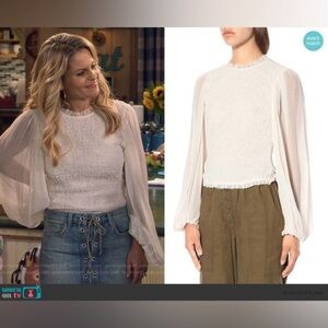 ULLA JOHNSON Chandra Balloon Sleeve Top in Pearl Size 0 GUC